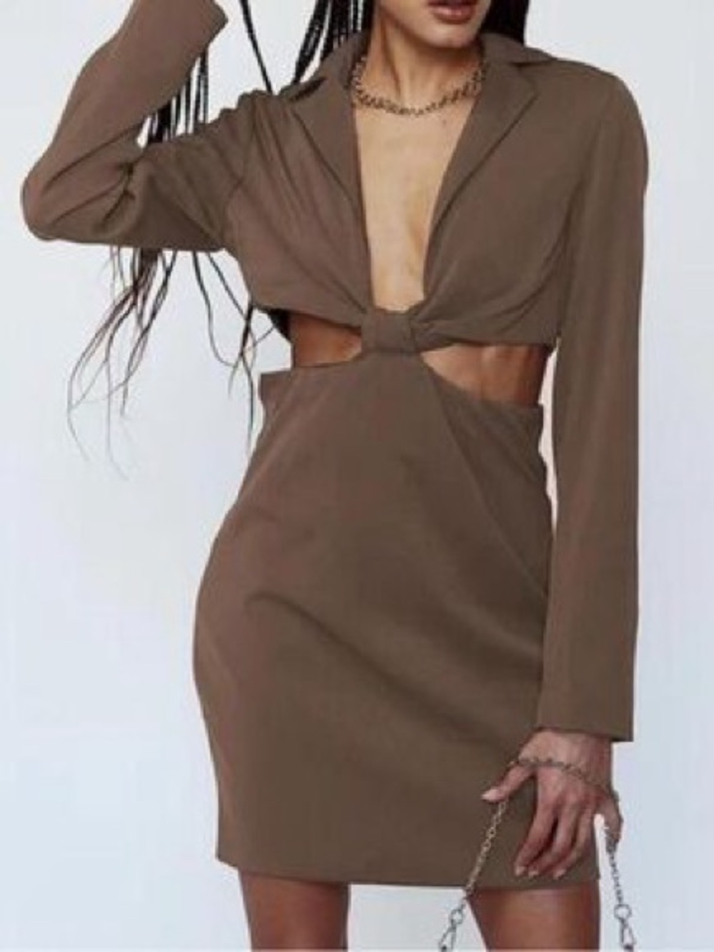 Princess Polly Brown Cutout Knot Mini Dress